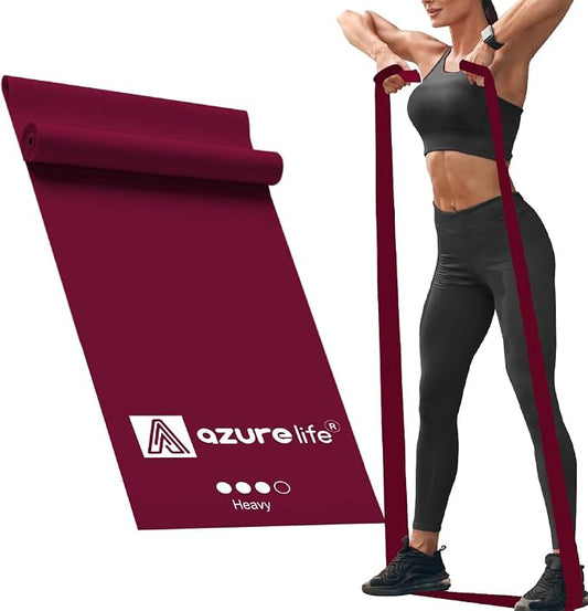 A AZURELIFE Professional Individual Exercise Resistance Bands, Single 5, 6,7 Ft or 8 Yards Elastic Bands, Non-Latex Stretch Bands for PT, Yoga, Pilates, Rehab, at-Home or The Gym Workouts