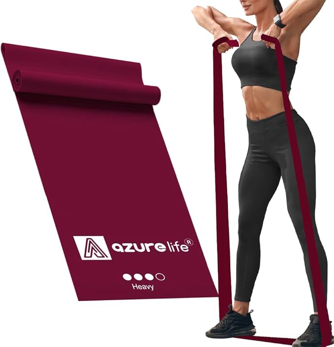 A AZURELIFE Professional Individual Exercise Resistance Bands, Single 5, 6,7 Ft or 8 Yards Elastic Bands, Non-Latex Stretch Bands for PT, Yoga, Pilates, Rehab, at-Home or The Gym Workouts