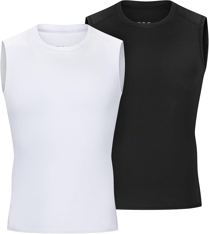 Youth Boys Sleeveless Compression Shirt Basketball Football Undershirt Quick Dry Kids Athletic Tank Tops for Workout