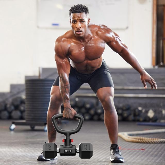 Dumbbell Kettlebell Converter – Turn Dumbbells into Kettlebell for Workouts | Adjustable Weights Up to 110LB Capacity - 90-Degree Rotating Handle