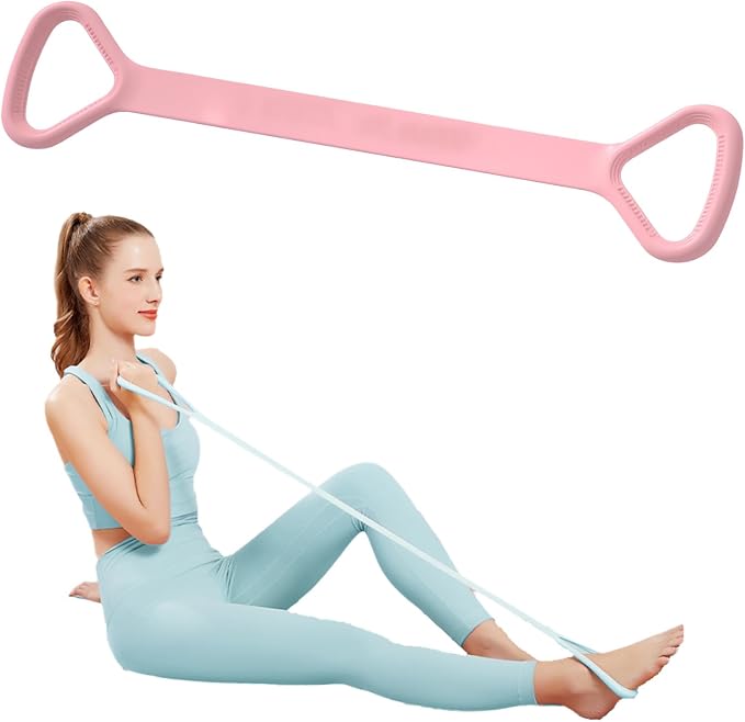 Figure 8 Resistance Band, Arm Back Shoulder Exercise Elastic Rope Stretch Fitness Band, Foot, Leg, Hand Stretcher, Arm Exerciser for Yoga Pilates Stretching Physical Therapy, Home Gym Workout