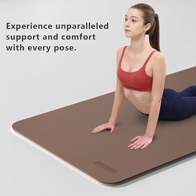Wide Yoga Mat-80cm Extra Thick 1/3'' Fitness Exercise Mat Carry Strap
