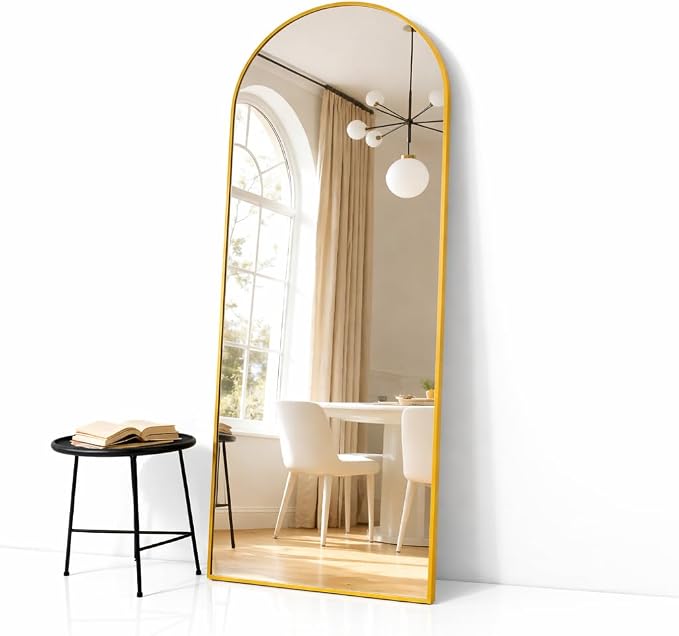Simple Deluxe Arched Full Length Mirror, 71"x26"Large Floor Mirrors, for Wall Door Bedroom Bathroom Living Room (Gold)