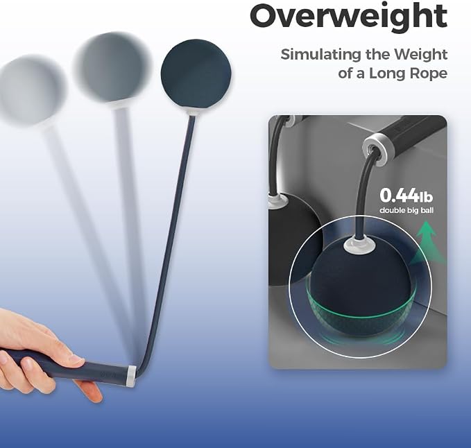Keep 2-in-1 Weighted Jump Rope for Fitness, Cordless Ropeless Skipping Rope with 65mm Weighted Balls & Adjustable 3M Rope, Indoor Cardio Workout Rope for Home Gym, Men & Women