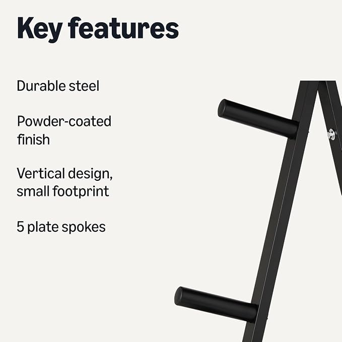 Amazon Basics Weight Plate Tree Rack, Durable Steel, Space-Saving Vertical Design for Home Gym