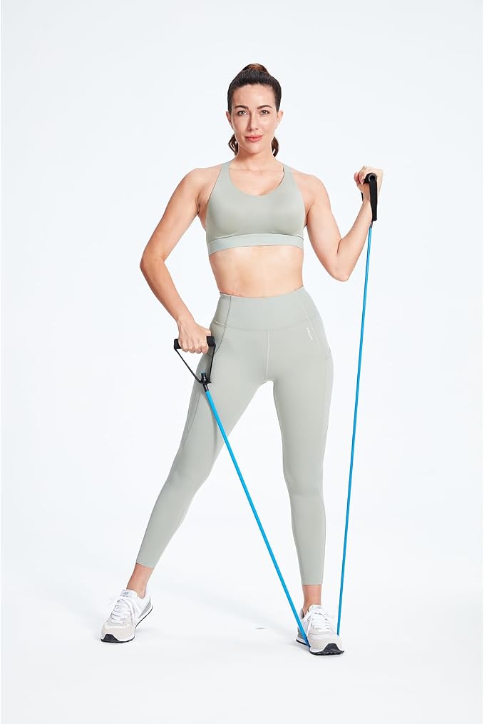 Resistance Bands with Handles and Door Anchor for Home Workouts | For women and men; includes a door anchor and simple guide for exercise, stretching, and home workouts.