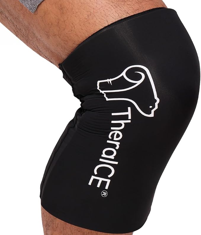 TheraICE Knee Ice Pack Wrap Compression Sleeve for Injuries, Reusable Gel Cold Packs Brace Also for Elbow, Ankle & Calf - Flexible Cold Wrap Recovery for Meniscus, ACL, MCL Pain Relief (L) | Flexible Gel Ice Pack, Cooling Knee Sleeve for Elbow, Ankle &...