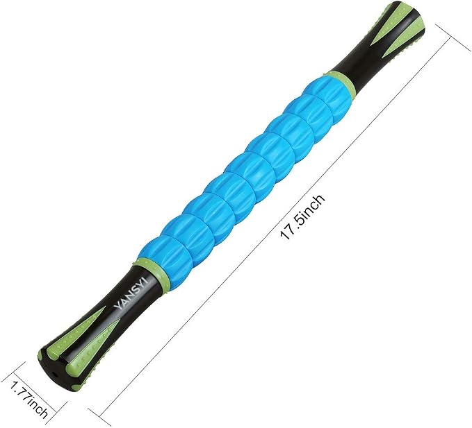 YANSYI Professional 9-Roller Deep Tissue Massage Stick - Portable Muscle Recovery Roller for Athletes, Relieves Post-Workout Soreness & Leg/Back Pain - Portable Physio Tool (Blue 2)