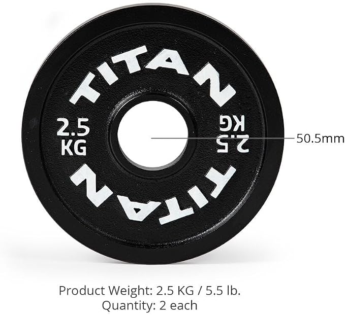 Titan Fitness Olympic Calibrated Steel Powerlifting Plates, Machine Precision Steel Discs