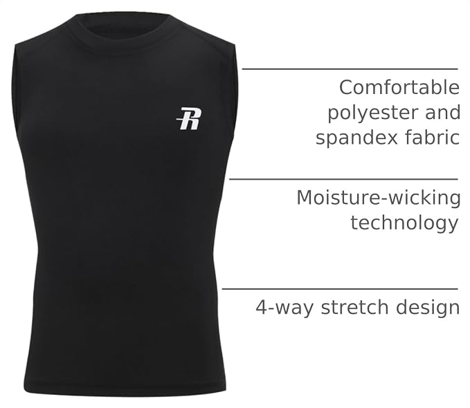 Runhit Boys Sleeveless Compression Shirt Kids Athletic Tank Tops Youth Quick Dry Undershirt for Football Basketball