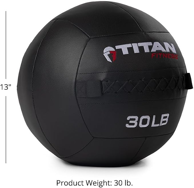 Titan Fitness LB Soft Shell Medicine Wall Ball with Poly-Composite Laminate Cross Texture Non-Slip Grip for Throwing, Core Strength, Floor Exercises, Stretching