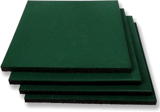MYOYAY 4 Pack Interlocking Tiles 20"x20"x1" Heavy Duty Rubber Tile Green Non-Slip Flooring Mat for Playground Park Gym Indoor and Outdoor, Cover 11.12 Sq.FT