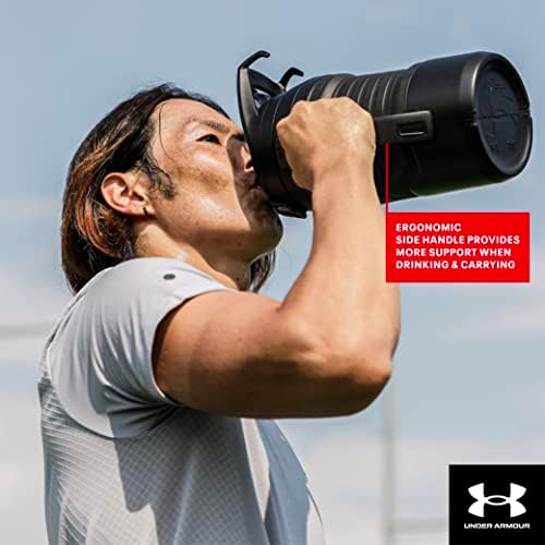 Under Armour Insulated Water Bottle with Handle & Fence Hook, Half Gallon Sports Water Jug, Leak-Resistant & BPA-Free for Baseball, Football & Gym - Vapor Green/Black, 64oz