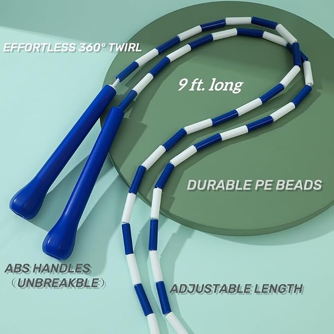 Experience Smooth and Adjustable Jumping with the IDOU Beaded Jump Rope - Unbreakable Handles, Tangle-Free Rotation, and Customizable Length. The Ultimate Fitness Companion!