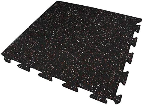 American Floor Mats Fit-Lock 3/8 Inch Heavy Duty Rubber Flooring - Interlocking Rubber Tiles (24" x 24" Tile) Solid Black - Single Corner Tile