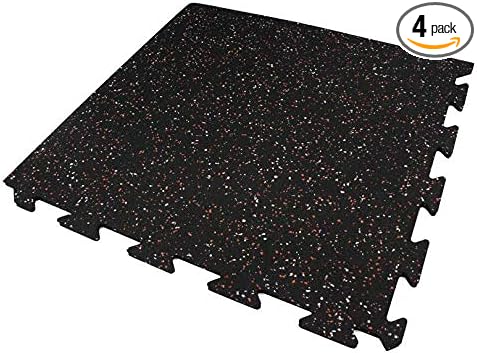 American Floor Mats Fit-Lock 3/8 Inch Heavy Duty Rubber Flooring - Interlocking Rubber Tiles (24" x 24" tile) 10% Blue - 4 Corner Tiles Expansion Pack