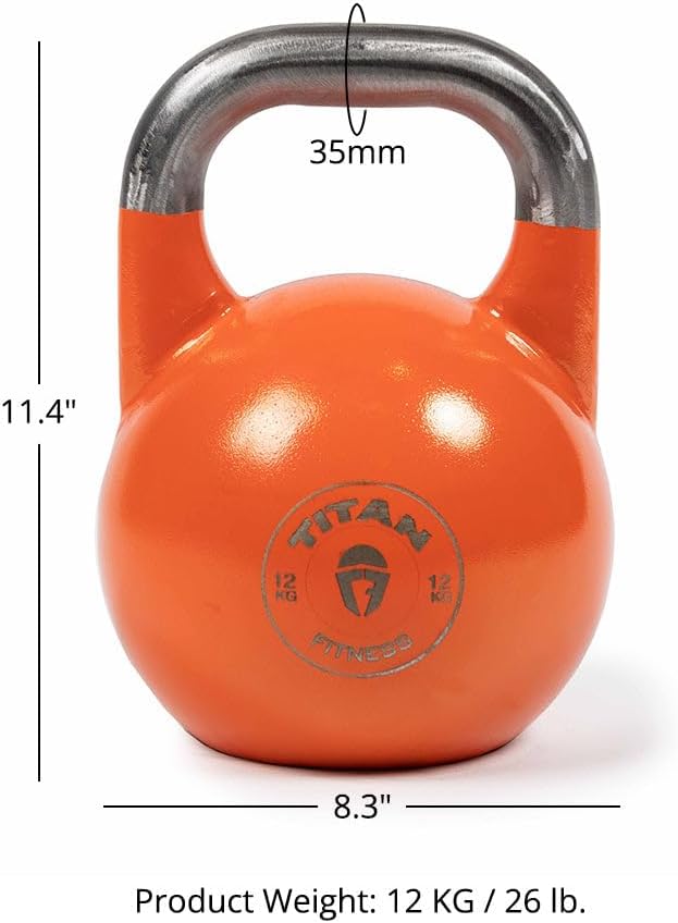 Titan Fitness Competition Kettlebell, Single Piece Casting, KG Markings, Full Body Workout