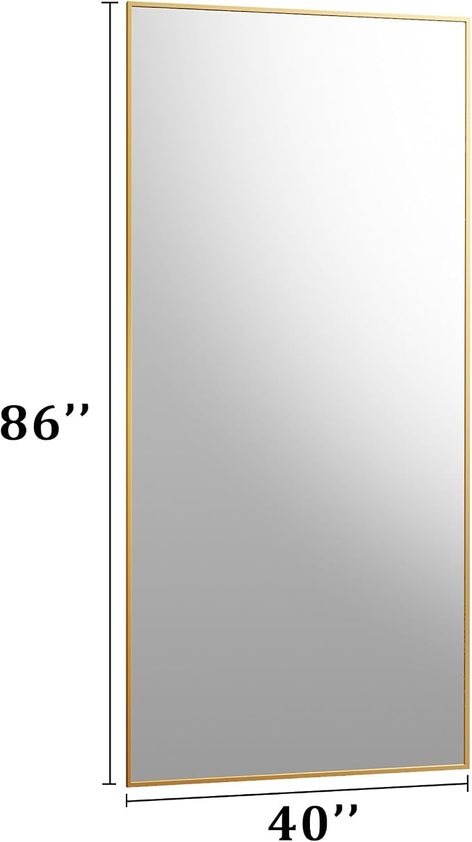BEAUTYPEAK 86"x40" Rectangle Full Body Floor Mirrors, Full Length Mirror | Large Gold Mirror with Stand for Bedroom, Dressing Room, Leaning, Standing or Hanging Horizontally/Vertically