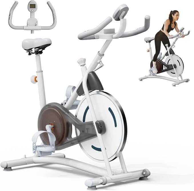 HOELLL Exercise Bike Stationary Bikes for Home Compact Indoor Cycling Bike | with Tablet Mount, with Exclusive Heart Rate Sensor and APP Sync, with Continuously Variable Resistance, Black&White&Red