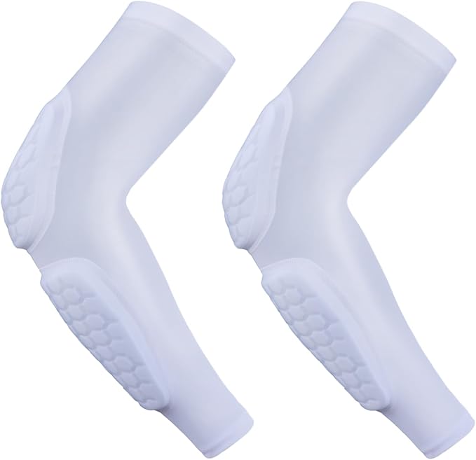 GUOZI Padded Arm Sleeves 2 Pack Elbow Forearm Pads for Football Volleyball | Honeycomb Crashproof Padding With Compression Fit Provides Impact Protection For Youth Adult Basketball Baseball Soccer et.