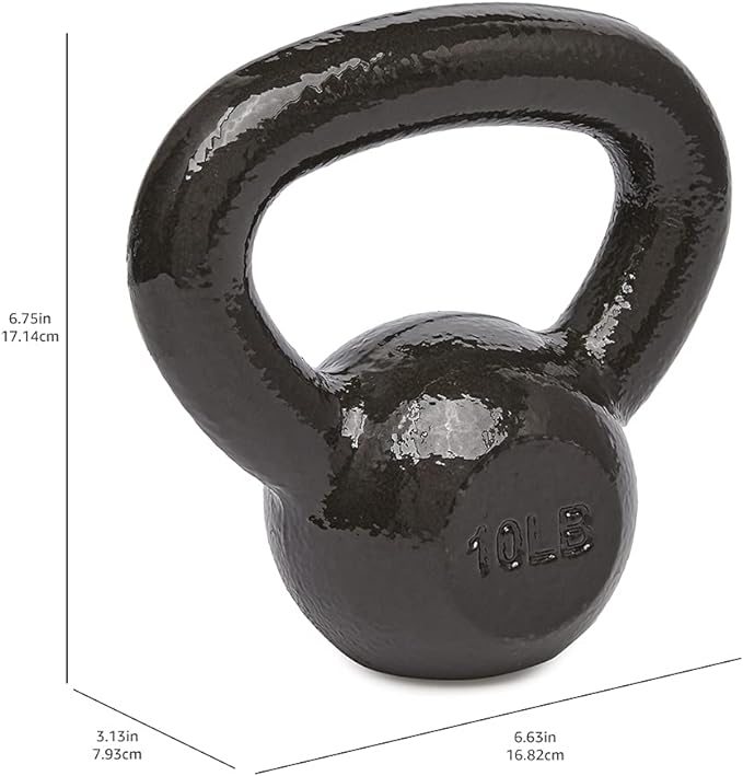 Amazon Basics Cast Iron Kettlebell for Strength Training, Textured Wide Handle, Black