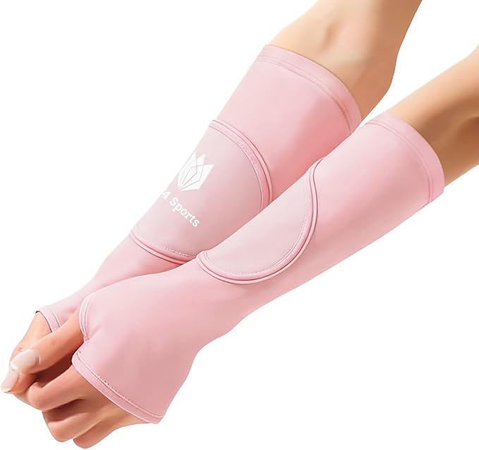 FitsT4 Sports Volleyball Arm Sleeves for Girls Passing Forearm Sleeves with Protection Pads and Thumbhole for Youth