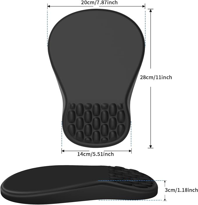 YIWEI Ergonomic Mouse Pad with Wrist Rest for Carpal Tunnel Pain Relief | Memory Foam Wrist Support,Non-Slip Rubber Base, Keyboard Computer Mousepad,Lycra Cloth Surface,Gaming Home Office,Black