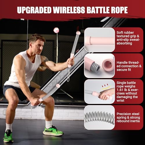 Weighted Ropeless Battle Ropes, Portable Cordless Battle Ropes with Poster | Heavy Duty Portable COCTN Battle Ropes for Strength Building, Cardio Fitness, Workout Equipment for Low-Impact Workout