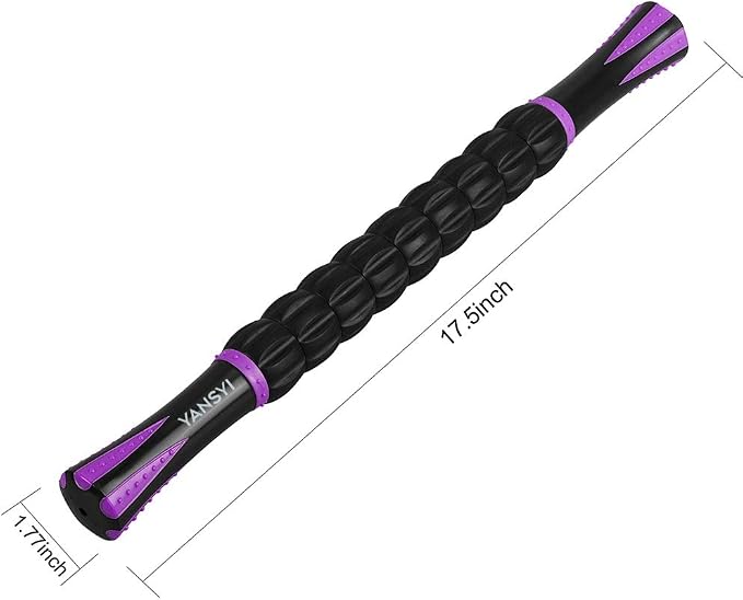 YANSYI Professional 9-Roller Deep Tissue Massage Stick - Portable Muscle Recovery Roller for Athletes, Relieves Post-Workout Soreness & Leg/Back Pain - Portable Physio Tool (Purple)