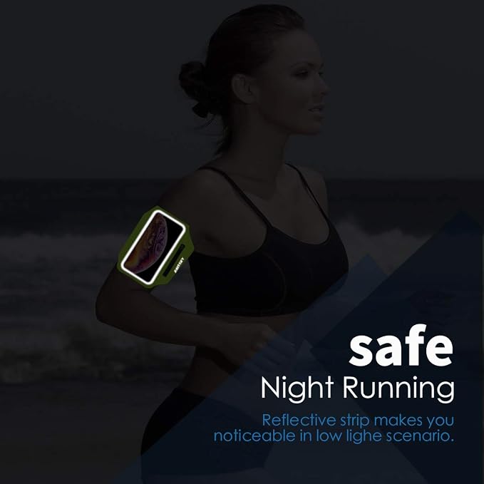 Running Armband with Earphone Pouch Fits Phones up to 6.9" | Cell Phone Armband for iPhone, Water Resistant & Breathable Sports Phone Holder & Zipper Pocket Car Key Holder for Jogging