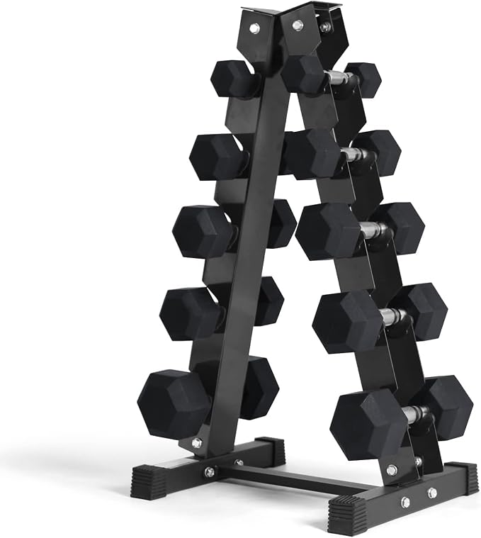 RitFit Rubber Coated Hex Dumbbell Weights Set for Home Gym | Cast Iron Core, Anti-Slip Knurled Chrome Handle, Hexagon Anti-Roll, Heavy-Duty Dumbbell Set for Strength Training