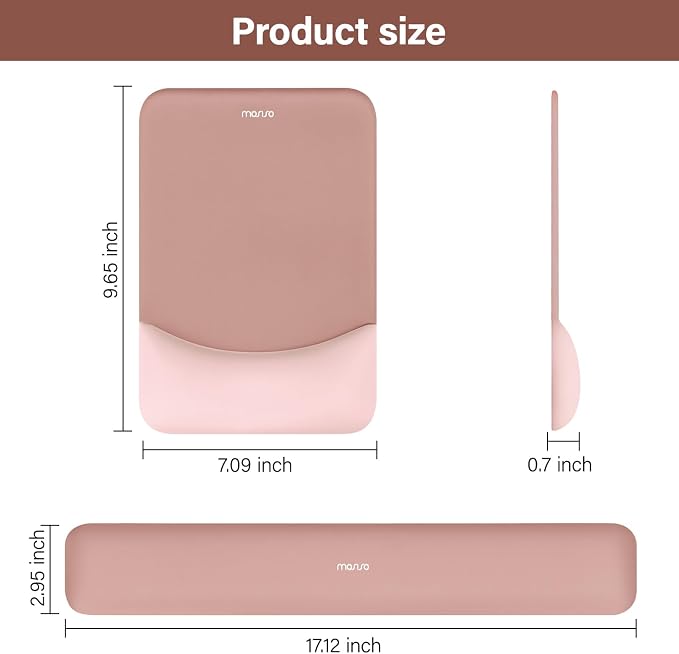 MOSISO Wrist Rest Support Mouse Pad & Keyboard Set, Salmon Pink | Rectangular Ergonomic Mousepad, Non-Slip Base, Home/Office Pain Relief & Easy Typing, Neoprene Cloth & Raised Silicone Lining