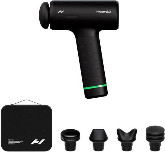 Hyperice Hypervolt 3 Percussion Massage Gun Heated Head Premium Carry Case | Loosen Tight Muscles | Five Speed Control Settings | Quiet Performance | Heated Head | Pressure Sensor Tech | 4 Hour Battery