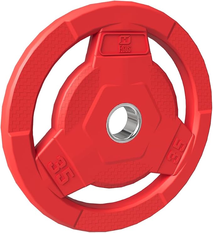 Color Coded 2-Inch Rubber Coated Olympic Grip Plate for Barbell,Solid Cast Iron Weight Plates for Strength Training, Weightlifting, Home Gym, 2.5/5/10/15/25/35/45 LB, Single and Pair