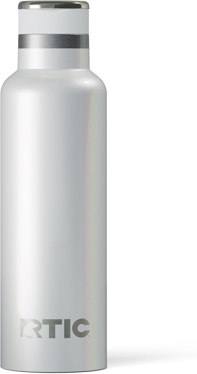 RTIC 20oz Journey Water Bottle Ceramic Lined Metal Stainless Steel Vacuum Insulated, BPA Free, Reusable, for Water, Hot and Cold Drinks, Travel, Sports, Camping, Cool Grey Glitter