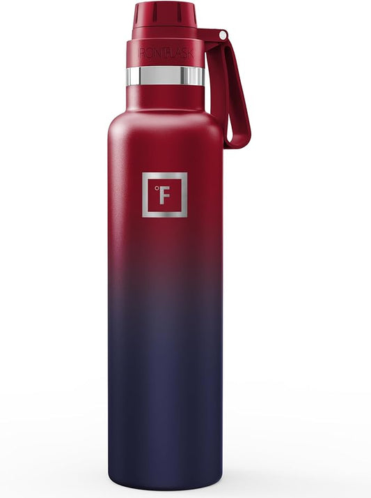 IRON °FLASK 24 oz Narrow Mouth Water Bottle with Spout | Insulated Stainless Steel Sports Water Bottle with Leakproof Spout Lid - BPA Free, Cold 24 Hrs, Sweat Free (Dark Rainbow)