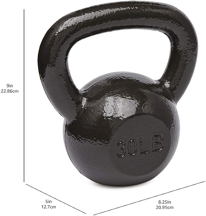Amazon Basics Cast Iron Kettlebell for Strength Training, Textured Wide Handle, Black