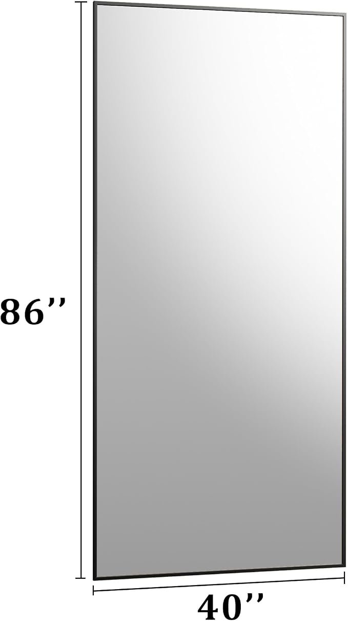 BEAUTYPEAK 86"x40" Rectangle Full Body Floor Mirrors, Full Length Mirror | Large Black Mirror with Stand for Bedroom, Dressing Room, Leaning, Standing or Hanging Horizontally/Vertically