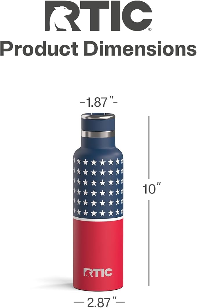 RTIC 20oz Journey Water Bottle Ceramic Lined Metal Stainless Steel Vacuum Insulated, BPA Free, Reusable, for Water, Hot and Cold Drinks, Travel, Sports, Camping, Stars