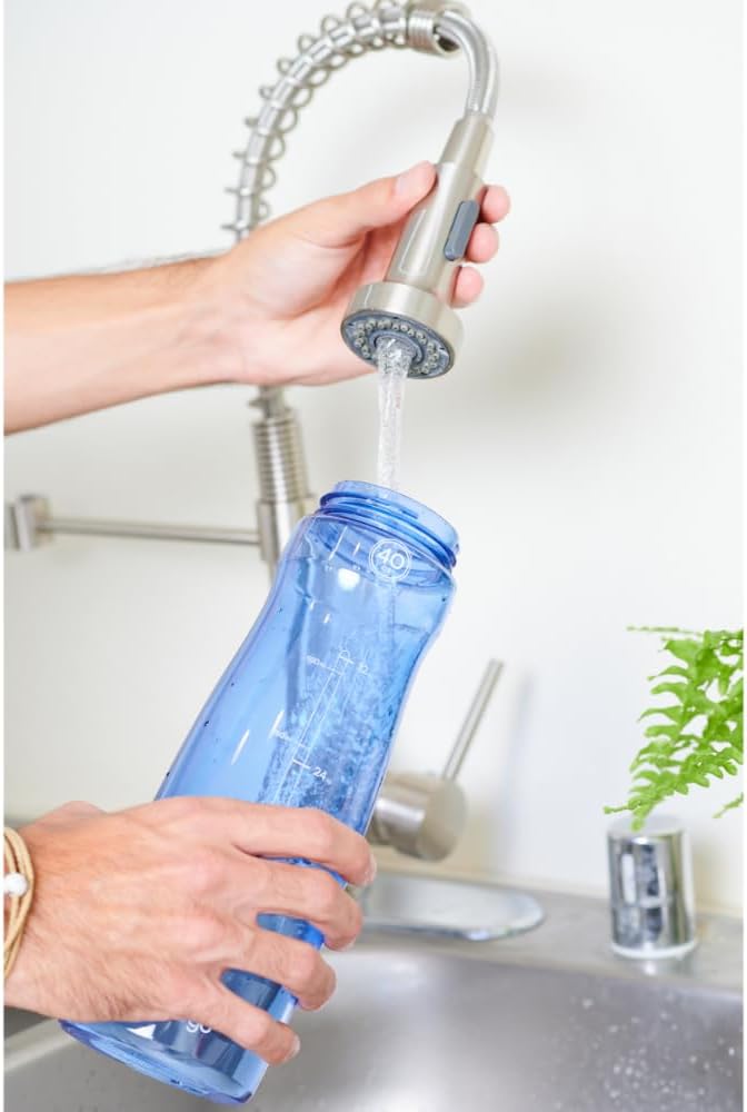 Pogo BPA-Free Plastic Water Bottle with Chug Lid, 40 Oz, Blue | Leakproof water bottle with chug lid and carry handle. BPA-free, great for travel, school, outdoors, and gym.