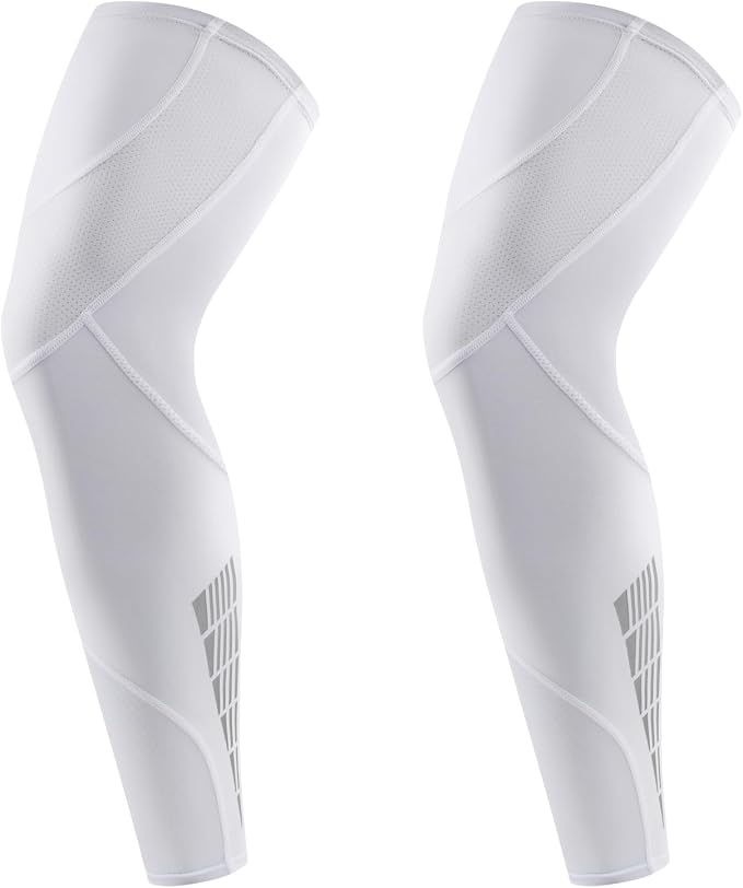 Full Leg Compression Sleeve for Men Women 2 Pack Leg Sleeves | Long Knee Sleeve Calf, Legs Support, Ultra-thin Breathable,UV Sun Protection,Quick-dry for Running Basketball Athletic