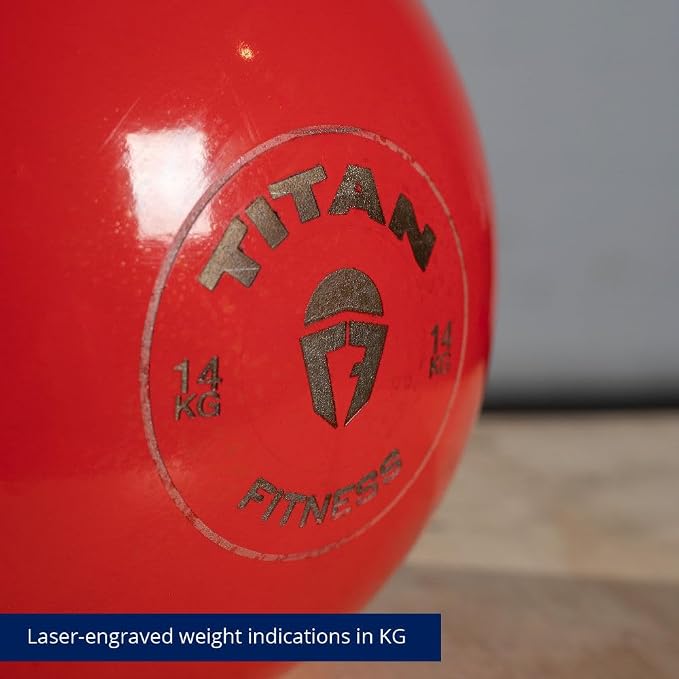 Titan Fitness Competition Kettlebell, Single Piece Casting, KG Markings, Full Body Workout