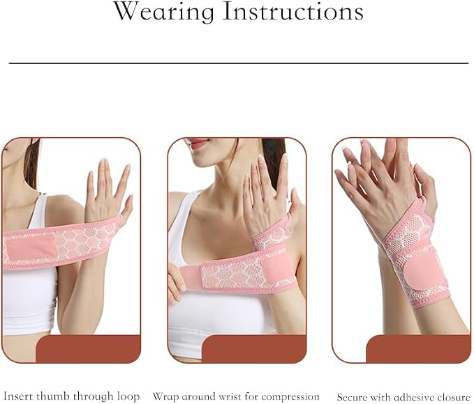Pink Wrist Brace 2 Pack, Adjustable Support for Women Workout | 2 Pack pink compression wrist wraps, high elastic breathable fabric, adjustable fit for yoga pilates gym daily work