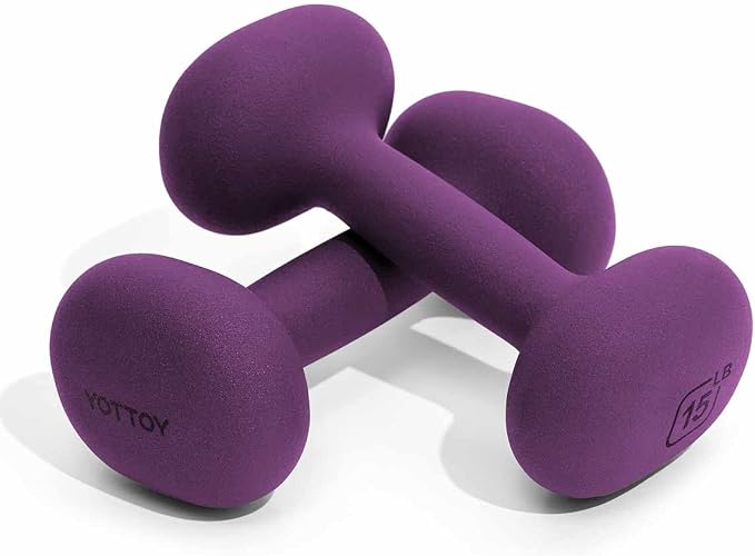 YOTTOY Dumbbell Set of 2,2-15 Pound Hand Weights for Women, Non-Slip Hand Weights for Home Gym, Strength Training, and Full-Body Workouts
