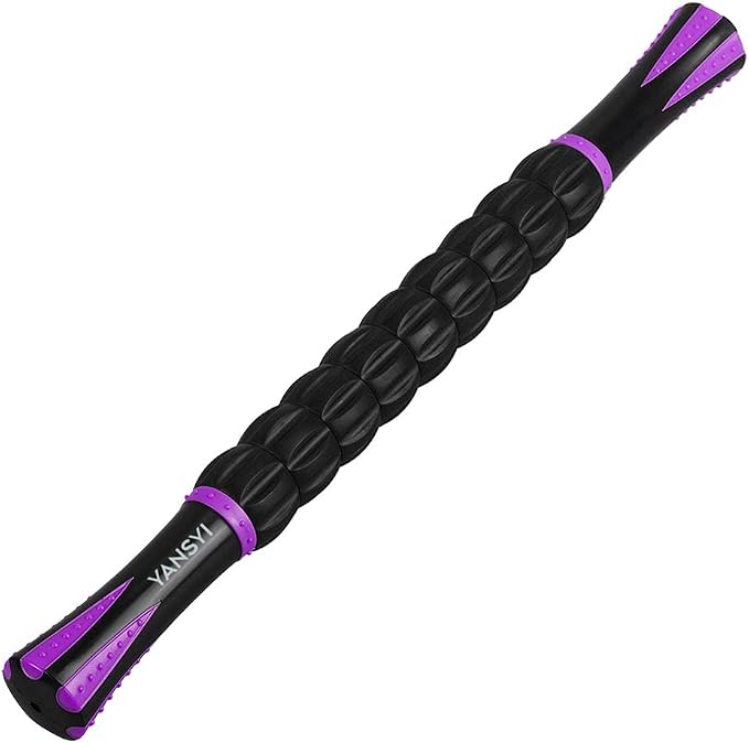 YANSYI Professional 9-Roller Deep Tissue Massage Stick - Portable Muscle Recovery Roller for Athletes, Relieves Post-Workout Soreness & Leg/Back Pain - Portable Physio Tool (Purple)