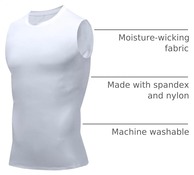 Compression Shirt Men Slimming Body Shaper Vest Crewneck Workout Tank Top | Tummy Control Undershirts, Gynecomastia Compression Shirts, Back Support, Sleeveless Muscle Shirts, Shaping Tank Top