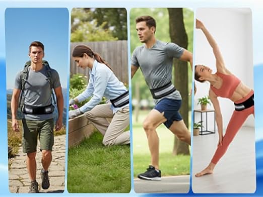 Lightweight Back Brace for Women Men, Pain Relieving Wide Lumbar Support | Adjustable Dual Compression Support Belt Alleviates Lower Back, Hip, Sciatica Pain – Ideal for Work, Exercise & Daily Wear