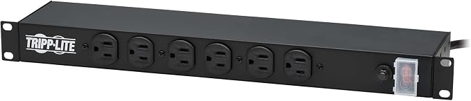 Tripp Lite 12-Outlet Rackmount PDU Power Strip, Network-Grade Front & Rear Facing Outlets, 15A, 120V, 15ft Cord with 5-15P Plug, Horizontal 1U Rack Mount, Lifetime Manufacturer's Warranty (RS-1215)