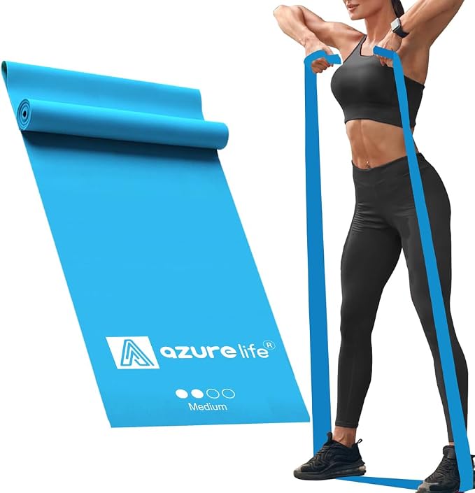 A AZURELIFE Professional Individual Exercise Resistance Bands, Single 5, 6,7 Ft or 8 Yards Elastic Bands, Non-Latex Stretch Bands for PT, Yoga, Pilates, Rehab, at-Home or The Gym Workouts