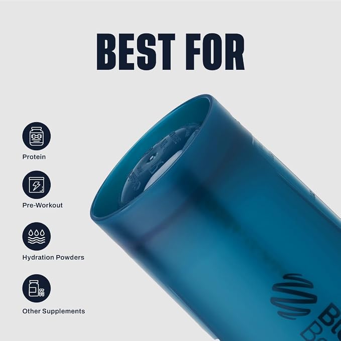 BlenderBottle Classic V2 Shaker Bottle Perfect for Protein Shakes and Pre Workout, 45-Ounce, Ocean Blue